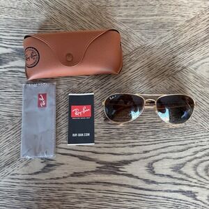 Ray-Ban RB3549 Aviator Sunglasses Gold Brown Polarized Lenses 61-16 145 3P Case